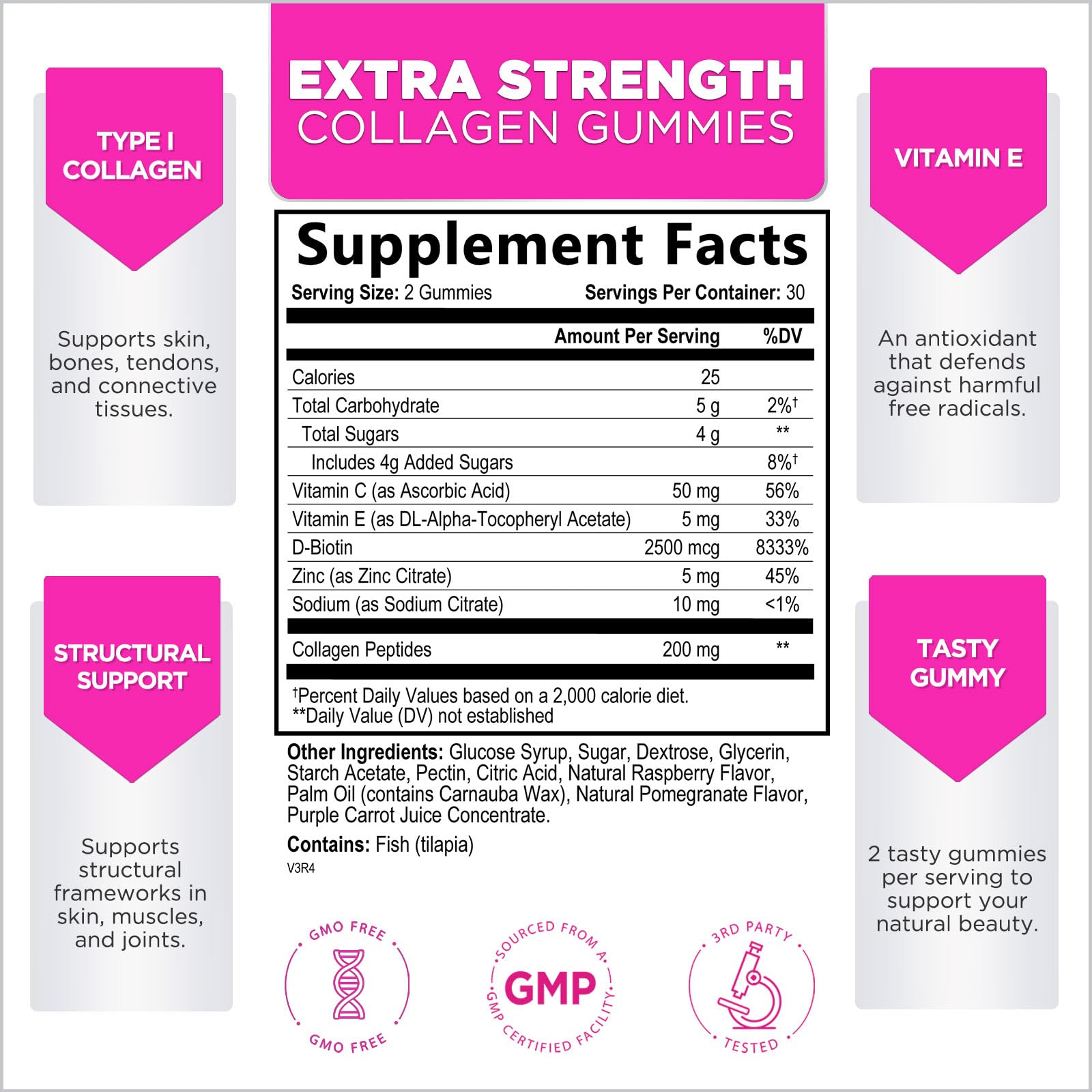 Collagen Peptides for Women - Collagen Gummy with Biotin for Hair, Skin, Nail, Bone & Joint Support, Extra Strength Hydrolyzed Collagen Peptides Supplement for Women & Men, Non-GMO - 60 Gummies