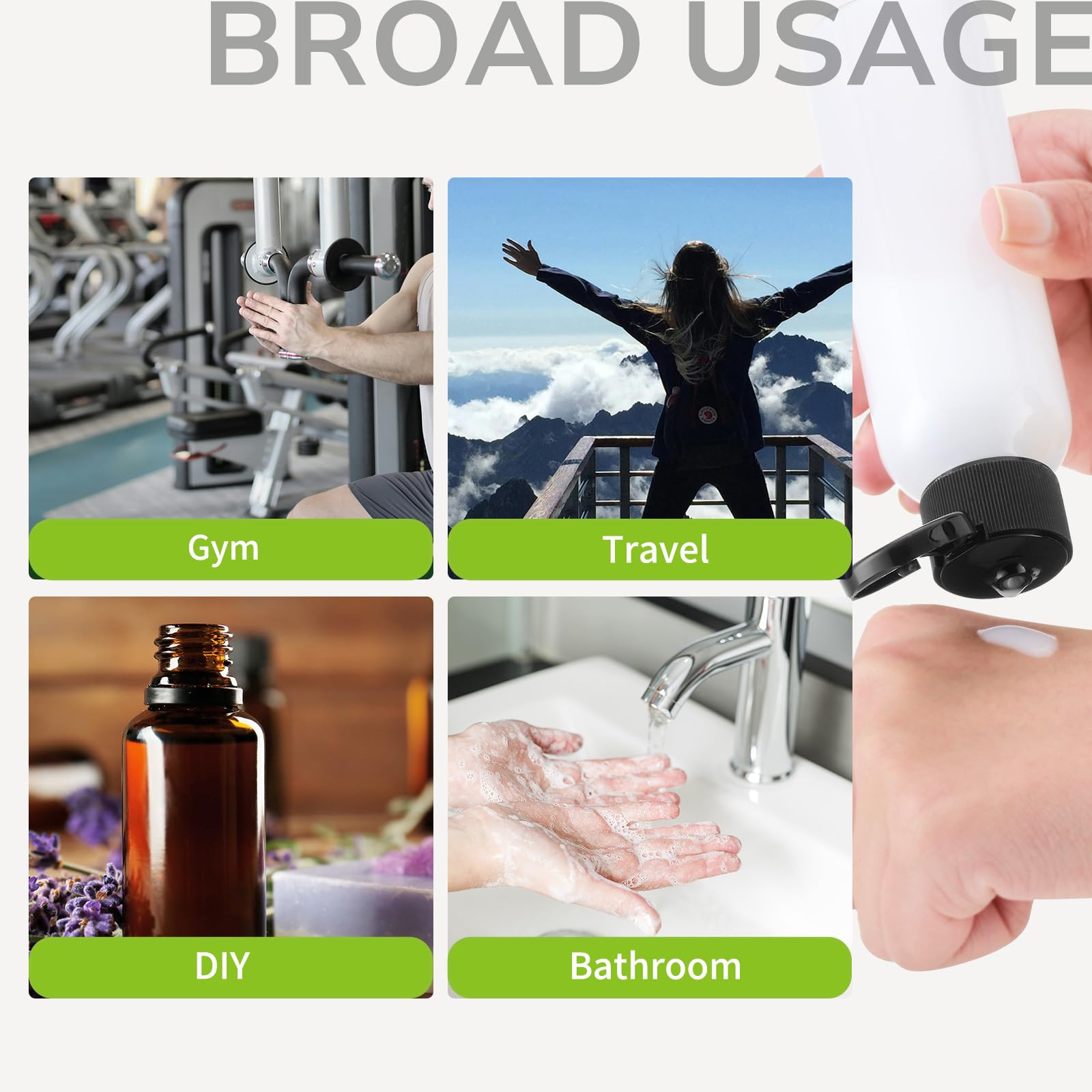 LISAPACK 3.4 oz Travel Bottles for Toiletries, Plastic Travel Size Containers for Shampoo Conditioner TSA Approved, Empty Small Squeeze for Lotion, Leak Proof Mini Liquid Tube for Refillable Clear