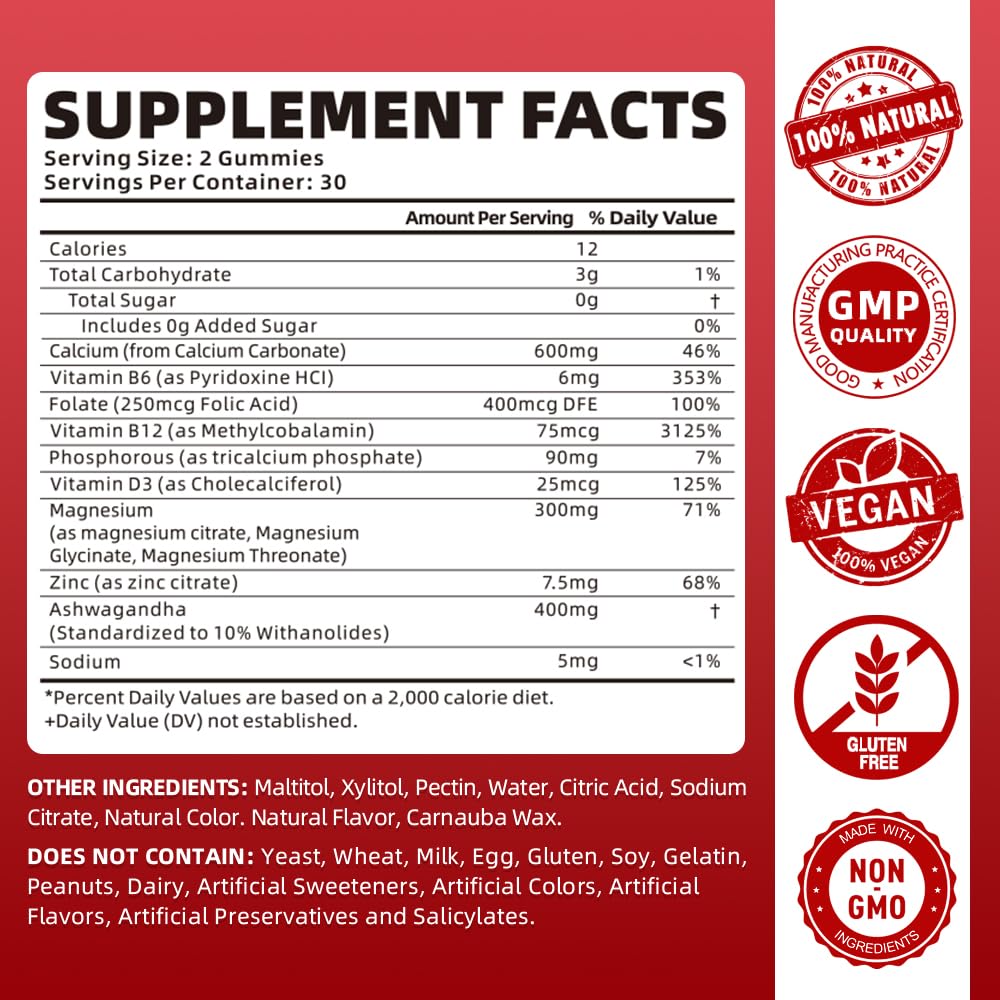 softbear Calcium Magnesium Zinc Gummies for Women, Calcium Magnesium Supplement High Absorption Calcium Gummies with Vitamin D3 for Bone Strength Vegan Raspberry Flavor 120 Gummies