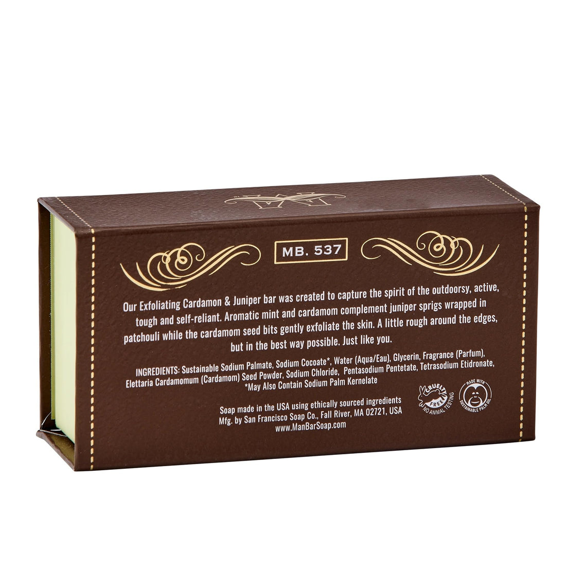 San Francisco Soap Company Exfoliating Man Bar, Cardamom & Juniper, 10 Ounce