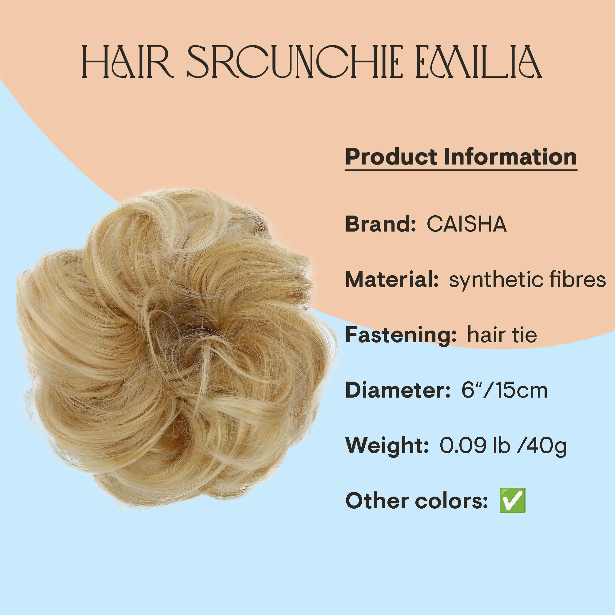 Light blond G15E_86AT613 : PRETTYSHOP Hairpiece Hair Rubber Scrunchie Scrunchy Updos VOLUMINOUS Curly Messy Bun Light blond G15E_86AT613