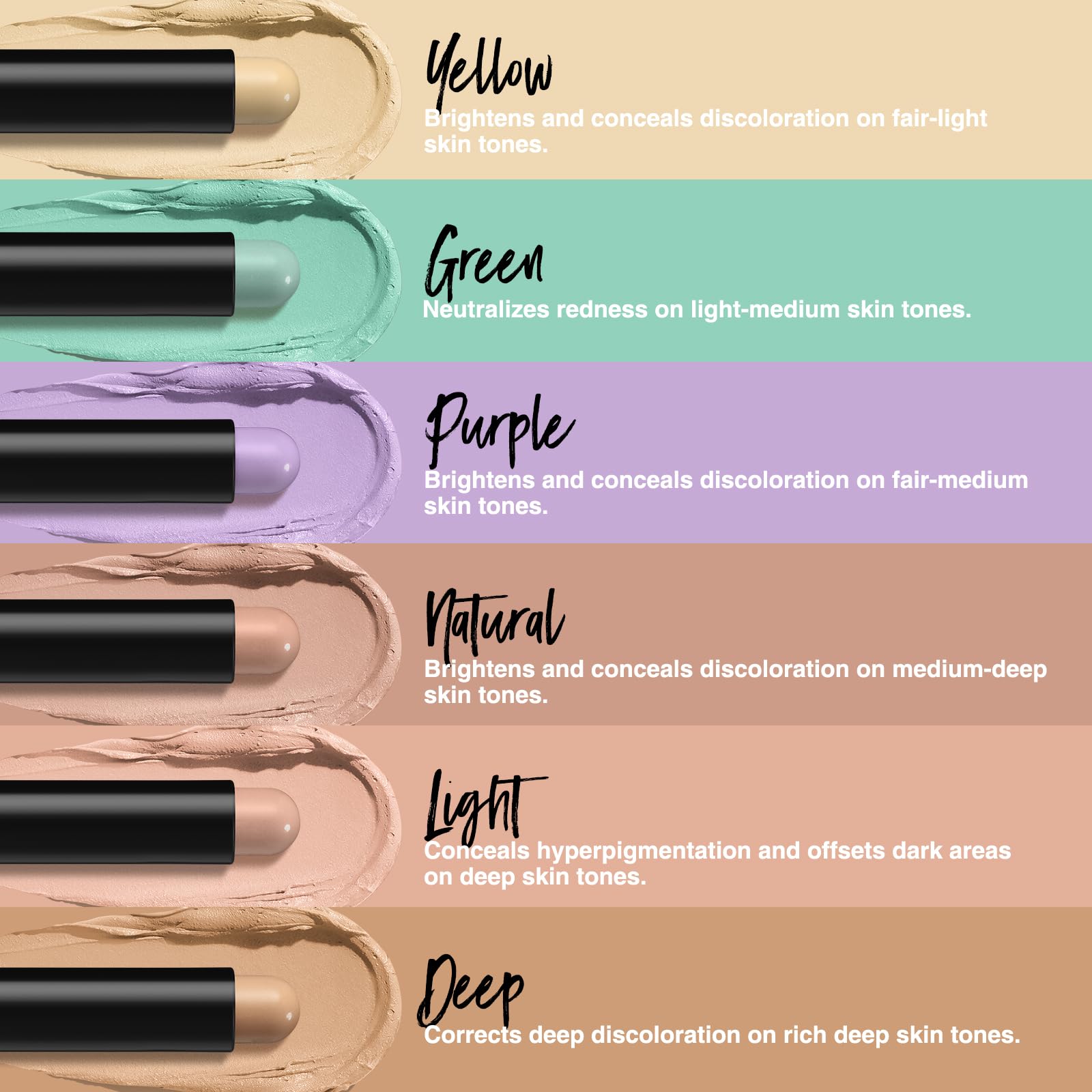 Jolilab 6 Color Contour Stick Concealer Stick Cream Palette Contour Multifunctional Contouring Makeup Kit for Face Highlighter Makeup Stick Set Long Lasting & Waterproof(6PCS Set, 1)