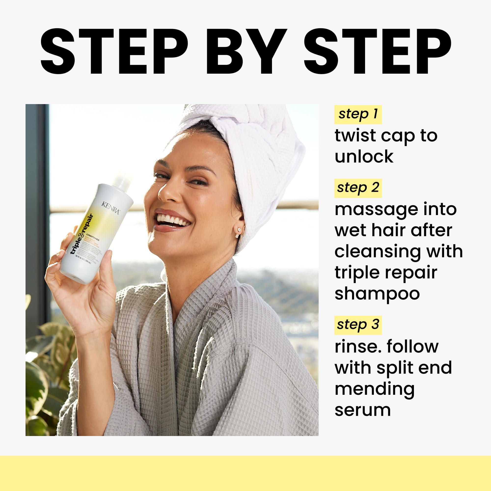 Kenra Triple Repair Conditioner | Targets & Repairs Weak or Broken Bonds | Split Ends | Damaged Hair | Bond Builder | Sulfate-Free | 10.1 fl. oz.