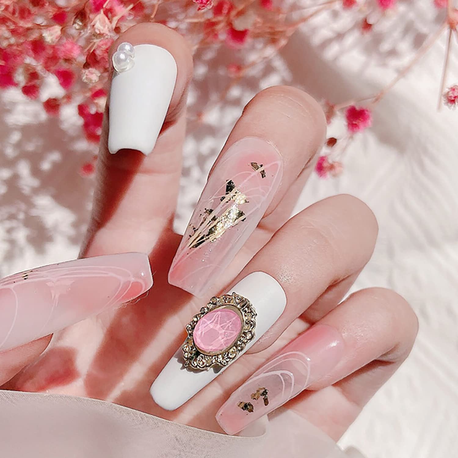 SILPECWEE 60pcs Retro Nail Charms Metal Punk Nail Jewels Engraved Nail Frame Charms for Nails 3D Nail Art Charms Flat-Back Nail Studs Nail Art Decoration for DIY Craft