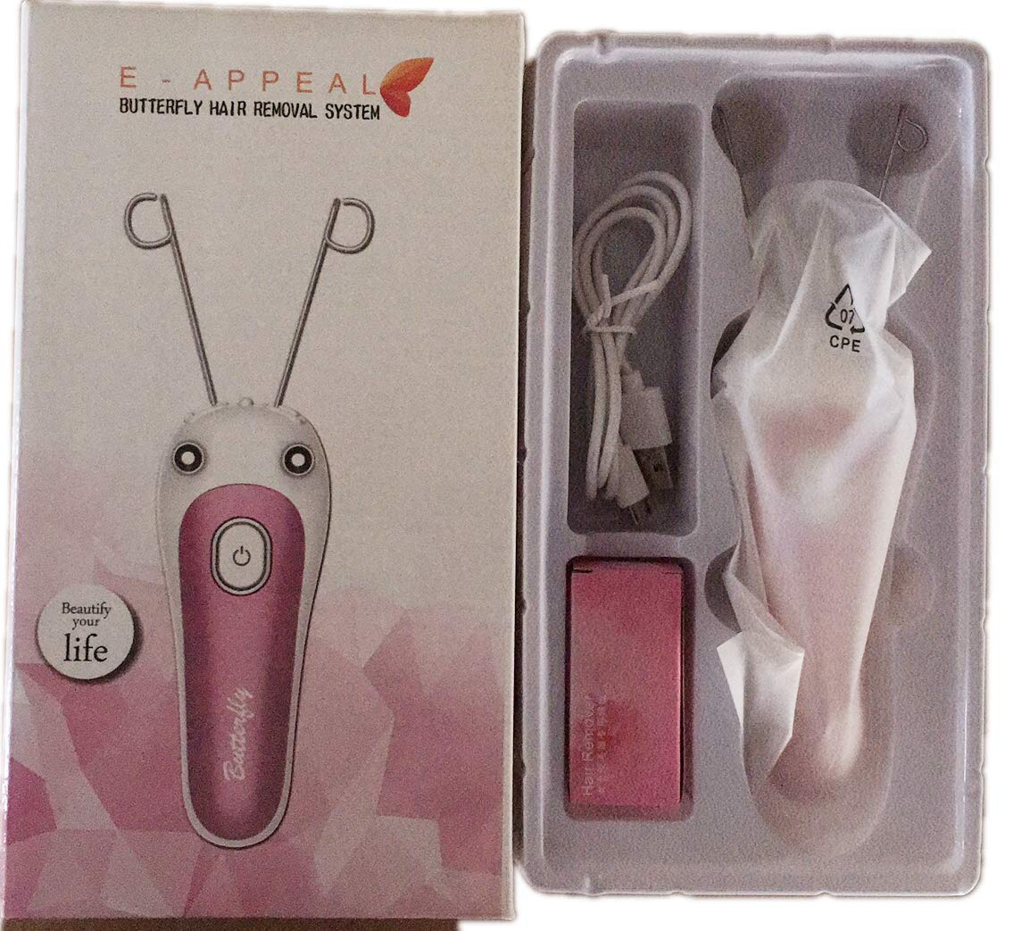 Butterfly Hair Removal System. Thread Machine for Facial and Body Hair Removal with Rechargeable Battery