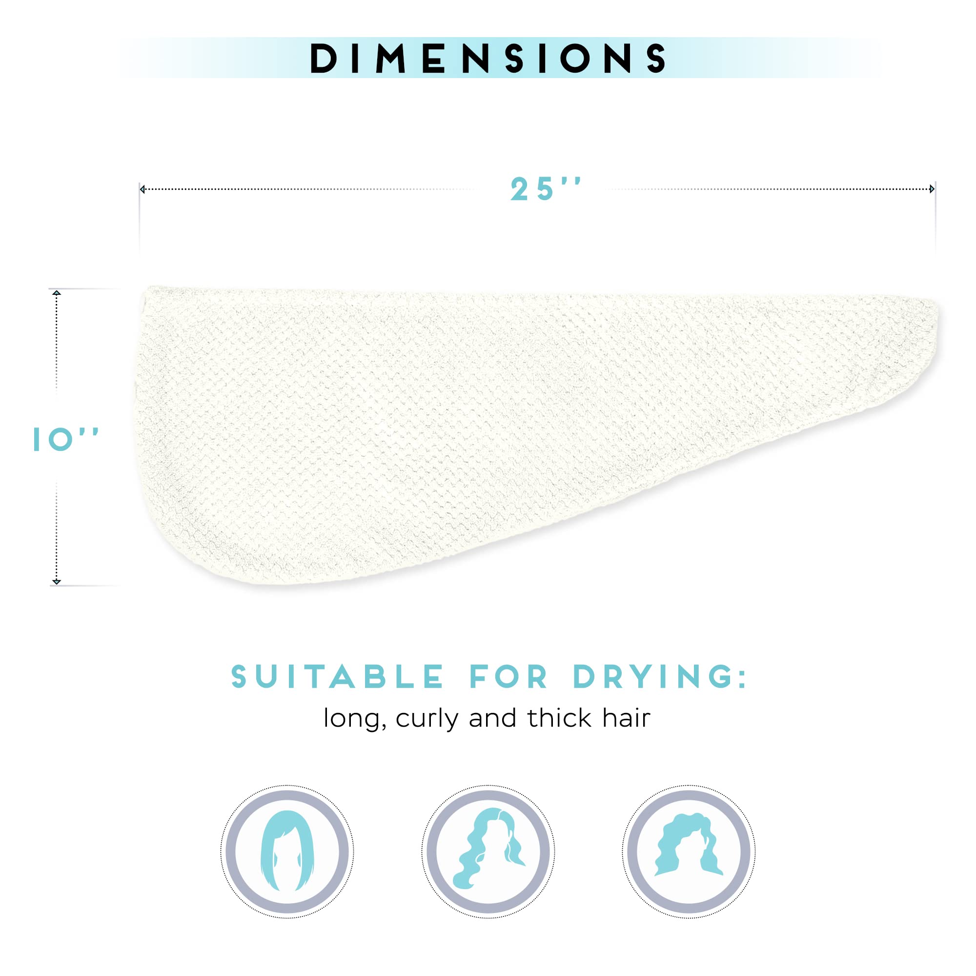 SimpleField 2 Pack Microfiber Hair Towel Wrap for Women, Anti Frizz Quick Drying Hair Turban for All Hair Style, Absorbent and Lightweight (Ivory)