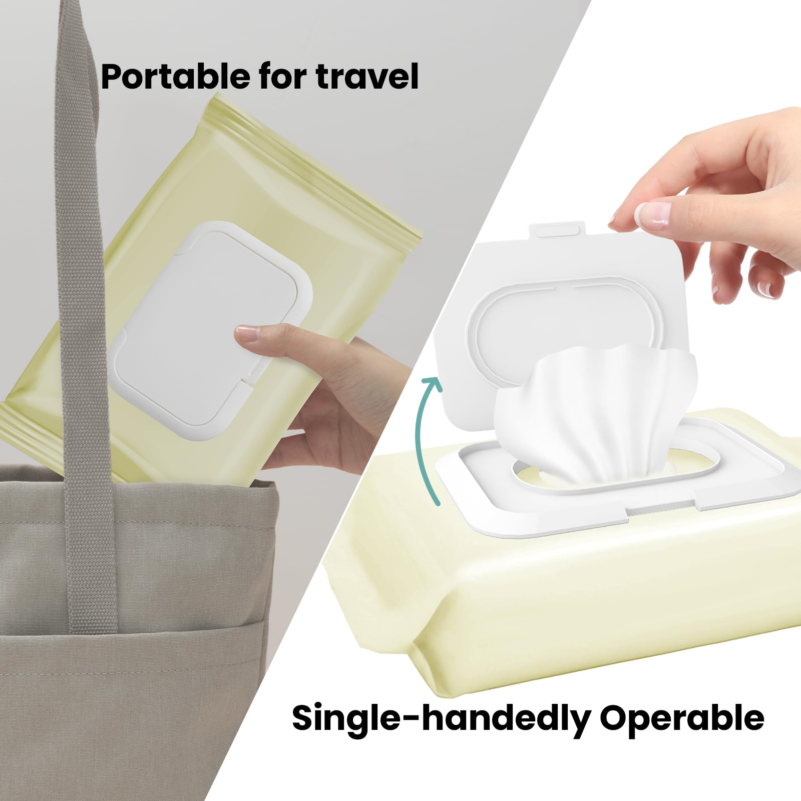 KNOCLOC Reusable Wipes Lid for Non Flip Top Baby Wipes Refill, Reusable for Over 1 Year, 2 Pcs