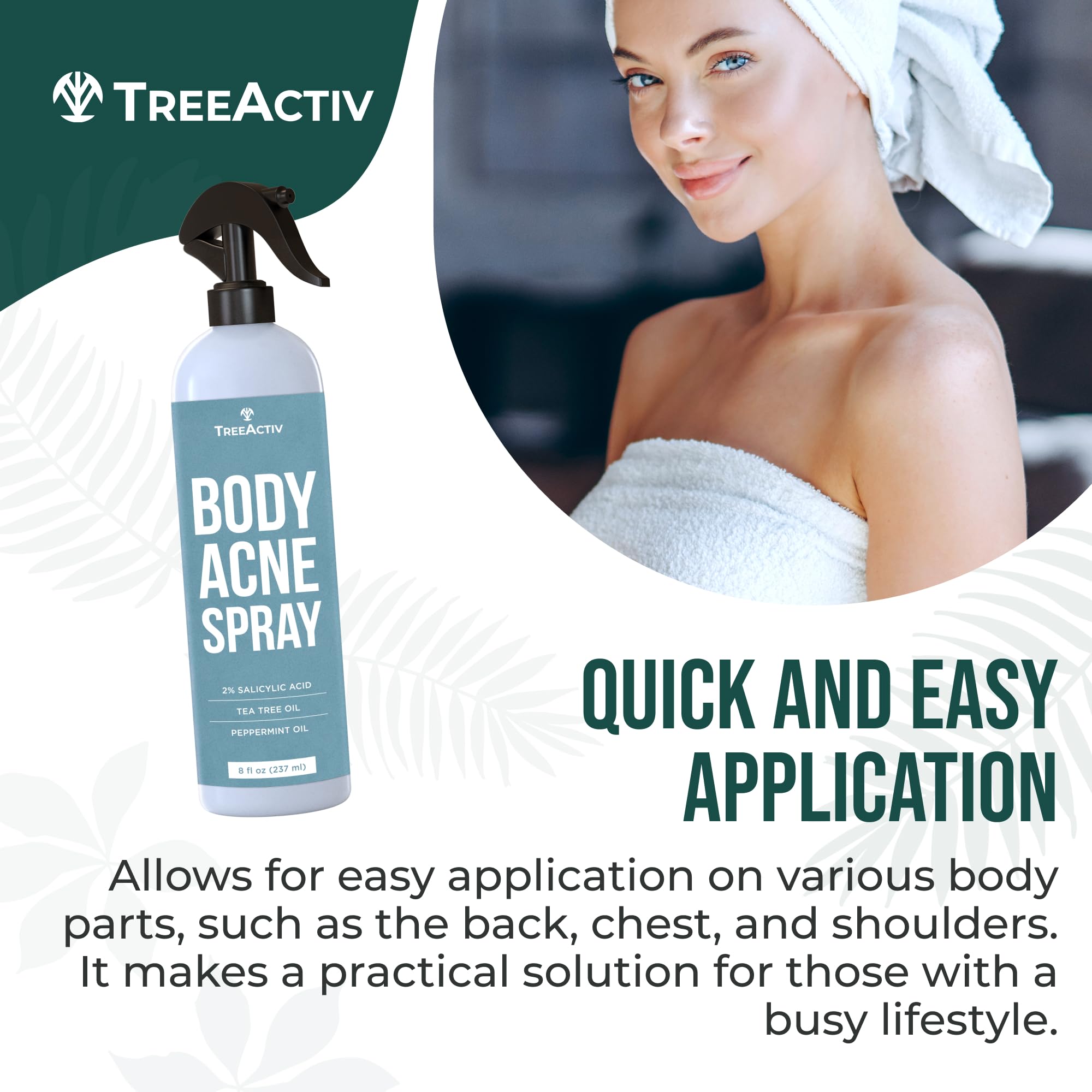 TreeActiv Body & Back Acne Treatment Original Formula, 8 fl oz, 2% Salicylic Acid, Cystic & Body Acne Spray for Chest, Shoulders & More, Bacne Treatment for Teens & Adults