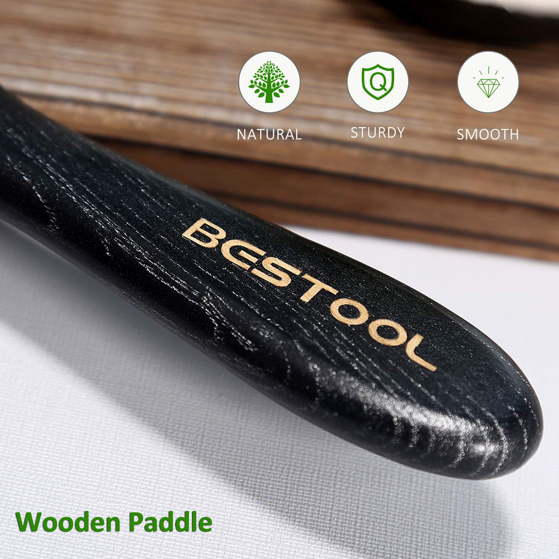 BESTOOL Hair Brush-Natural Wooden Large Paddle Hair Brushes with Metal Pins Scalp Massager Black Detangle Hairbrush for Women Men Baby Hair Care Add Shine and Remove Knots with Ease (Oval)