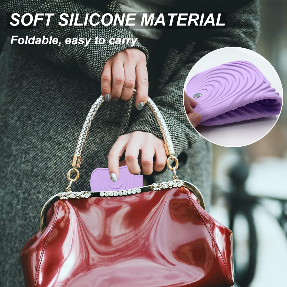 Heat Resistant Silicone Mat Pouch for Hair Straightener, Non-Slip Travel Pad Cover for Curling & Flat Iron, Portable Styling Heat Mat Holder for Curler Wand and Hot Waver (Purple)