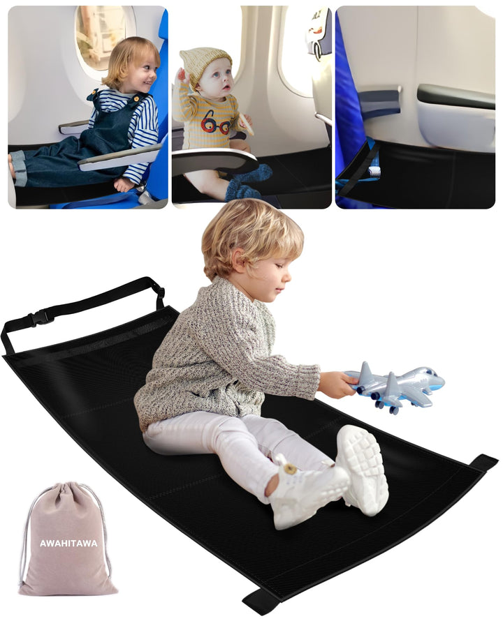 AWAHITAWA Toddler Travel Bed, Airplane Travel Seat Essentials Kids, Portable Toddler Bed, Baby Airplane Travel Cot Accessories, Airplane Must Haves for Toddlers