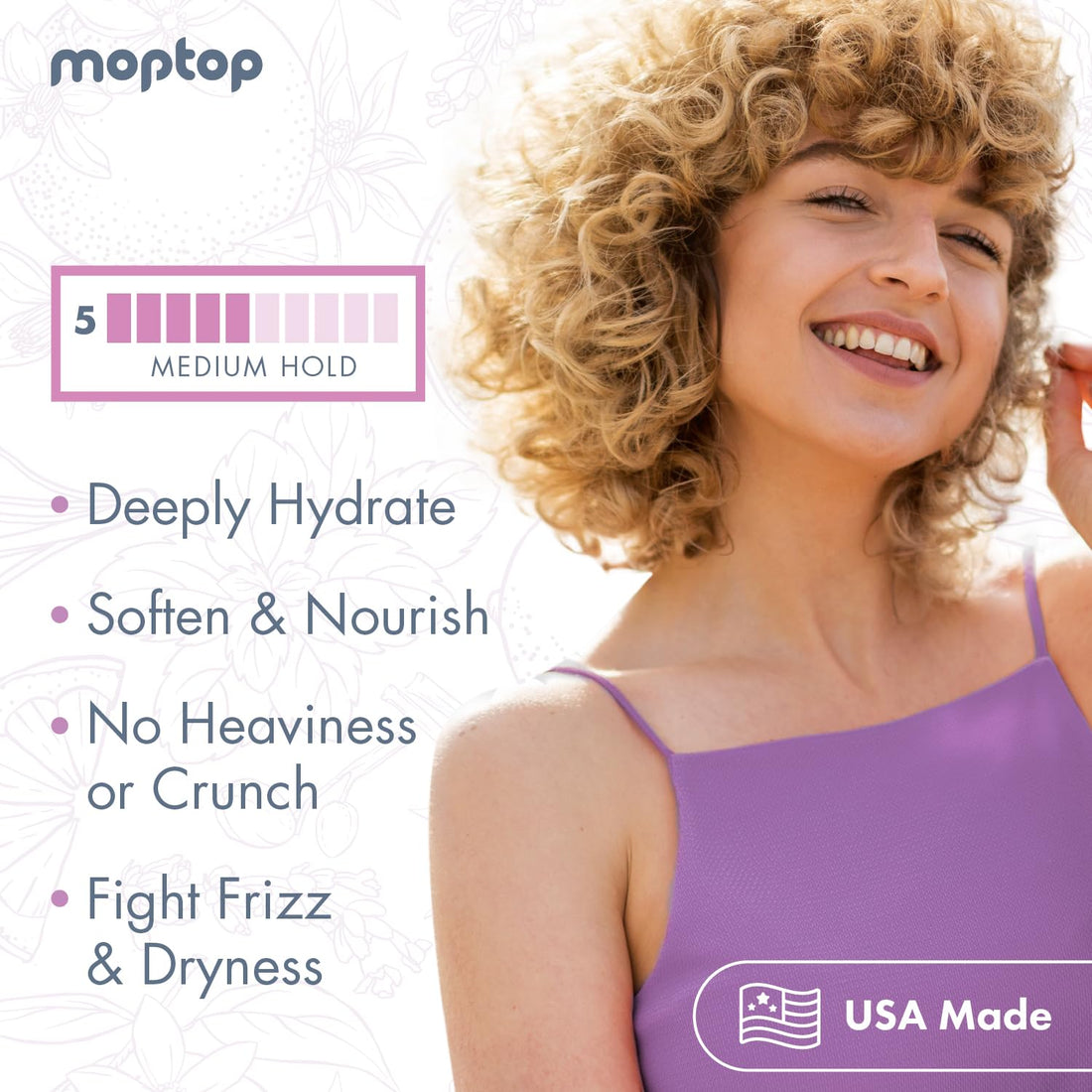 16oz, MopTop Curly Hair Custard Gel for Fine, Thick, Wavy, Curly & Kinky-Coily Natural hair, Anti Frizz Curl Moisturizer, Definer & Lightweight Curl Activator w/Aloe, great for Dry Hair.