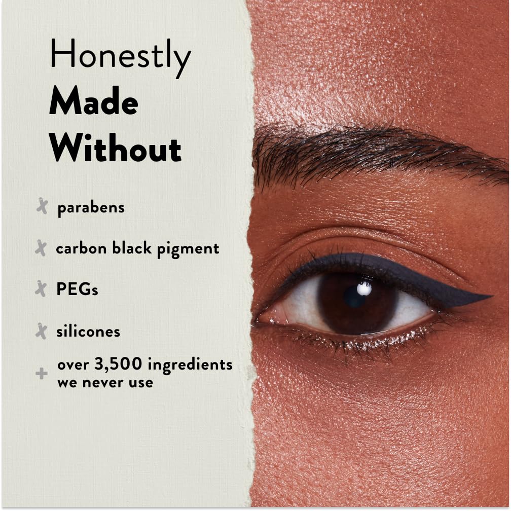 Honest Beauty Liquid Eyeliner, Black | Vegan | Smudge, Flake, Transfer Proof | Carbon Black Free, Silicone Free, Cruelty Free, Ophthalmologist Tested | 0.058 fl. oz.