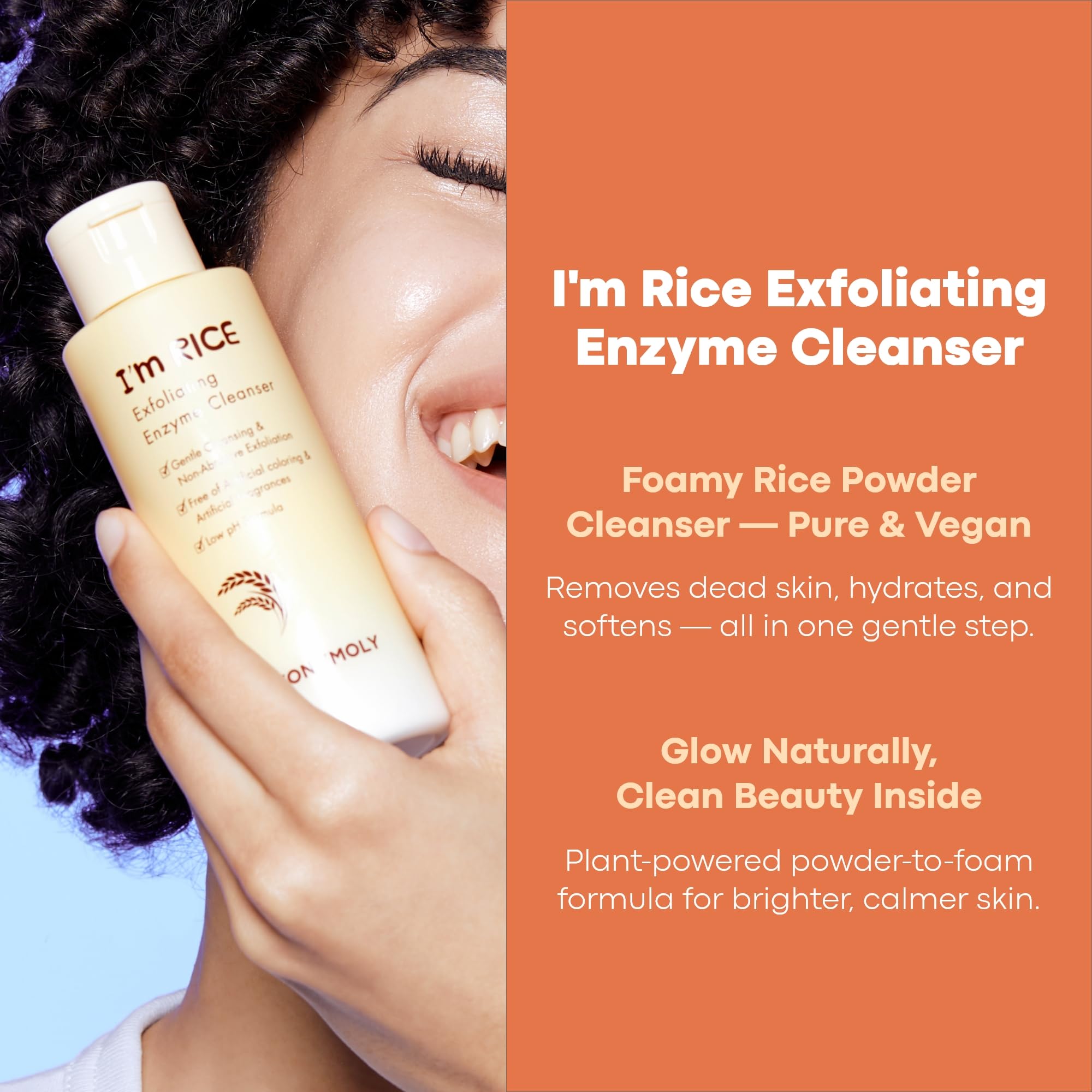 TONYMOLY I'm Rice Exfoliating Enzyme Face Polish Cleanser, Enzyme Powder Face Wash, All-in-one Waterless Gentle Rice Polishing & Exfoliating Face Wash, 50g