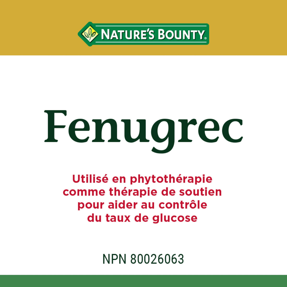 Nature's Bounty Fenugreek, 100 Count with Gelatin, Contains Silica, Vegetable Magnesium Stearate