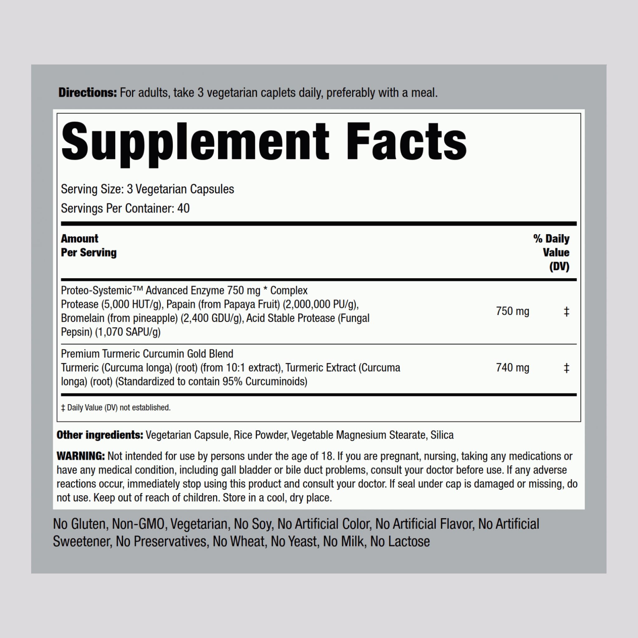 Piping Rock Proteolytic Enzymes Supplement | 120 Capsules | Broad Spectrum Complex | Vegetarian, Non-GMO, Gluten Free