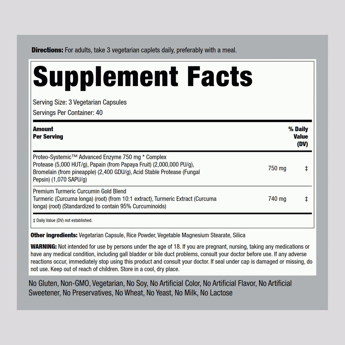 Piping Rock Proteolytic Enzymes Supplement | 120 Capsules | Broad Spectrum Complex | Vegetarian, Non-GMO, Gluten Free