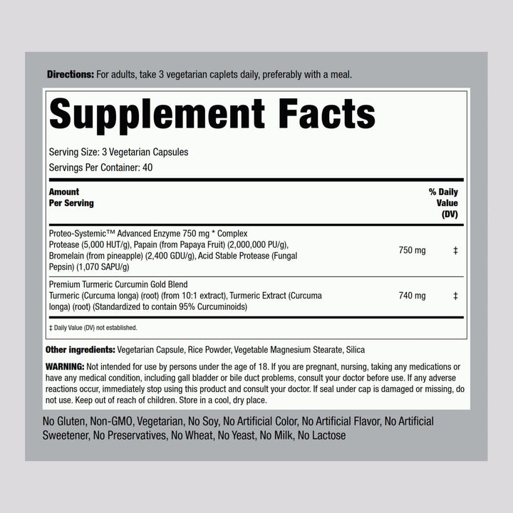 Piping Rock Proteolytic Enzymes Supplement | 120 Capsules | Broad Spectrum Complex | Vegetarian, Non-GMO, Gluten Free