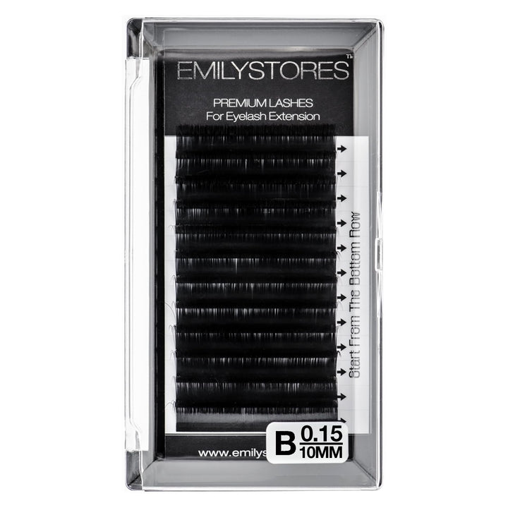 EMILYSTORES Eyelash Extensions 0.15mm Thickness B Curl Length 10mm Silk Mink Fake Eye Lashes In One Tray