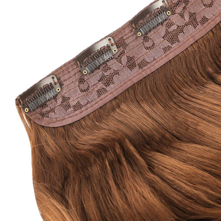 REECHO 20 1-Pack 3/4 Full Head Curly Wave Clips in on Synthetic Hair Extensions Hairpieces for Women 5 Clips 4.6 Oz per Piece - Linen
