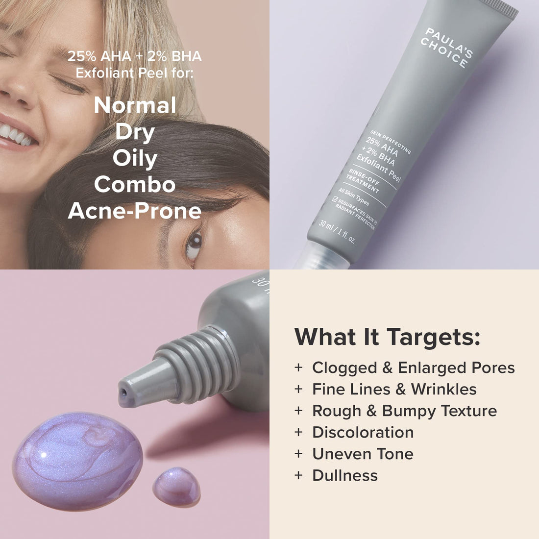 Paula's Choice Skin Perfecting 25% AHA + 2% BHA Exfoliant Peel, Fragrance-Free, 1 Oz