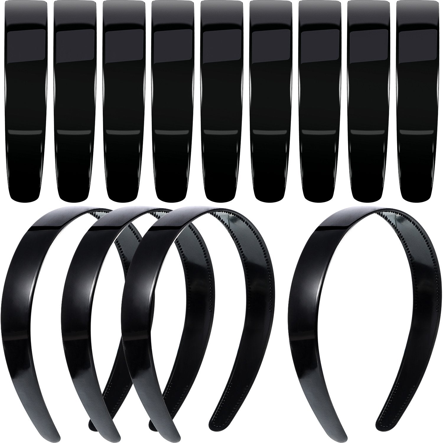 Hestya Hestya 20 Pack 1 Inch Black Plain Craft Plastic Headbands with Teeth Plastic DIY Hair Accessories Headbands Headwear