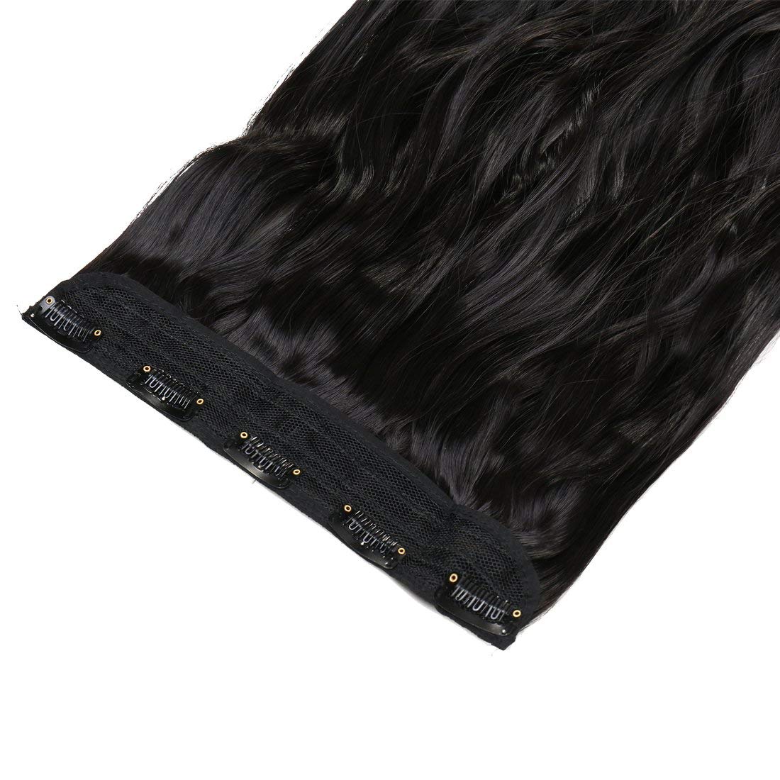 S-noilite US Longest 27/29/30 Hairpiece 3/4 Full Head One Piece 5 Clips Clip In Hair Extension Super Long Elegant Dress Ready For Christmas Ideal Gift (29-Curly, natural black)