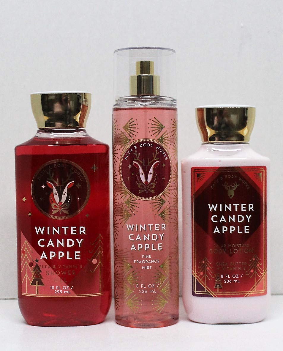 Bath & Body Works - Winter Candy Apple - Winter 2019 - Daily Trio - Shower Gel, Fine Fragrance Mist & Super Smooth Body Lotion