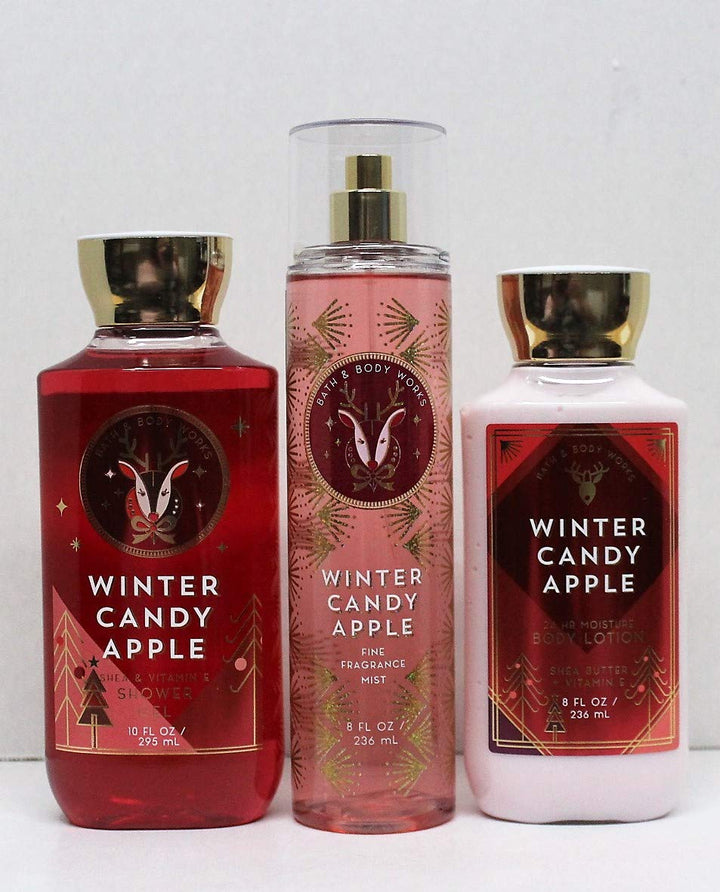 Bath & Body Works - Winter Candy Apple - Winter 2019 - Daily Trio - Shower Gel, Fine Fragrance Mist & Super Smooth Body Lotion