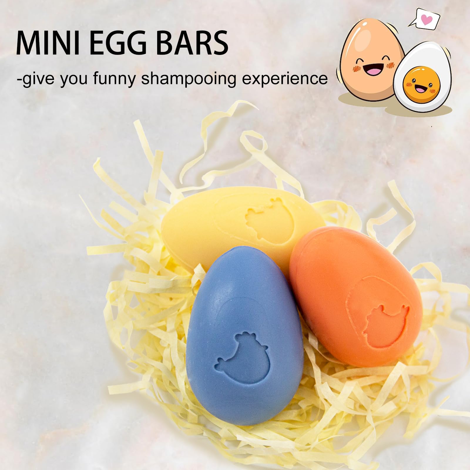 SAPHUS Egg Shampoo Bars Easter Gift Set, Travel Size Solid Shampoo Soap, 3Pc Sampler, Sulfate Free, Zero Waste