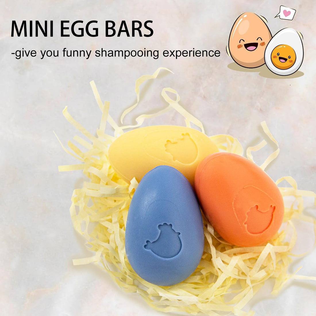 SAPHUS Egg Shampoo Bars Easter Gift Set, Travel Size Solid Shampoo Soap, 3Pc Sampler, Sulfate Free, Zero Waste