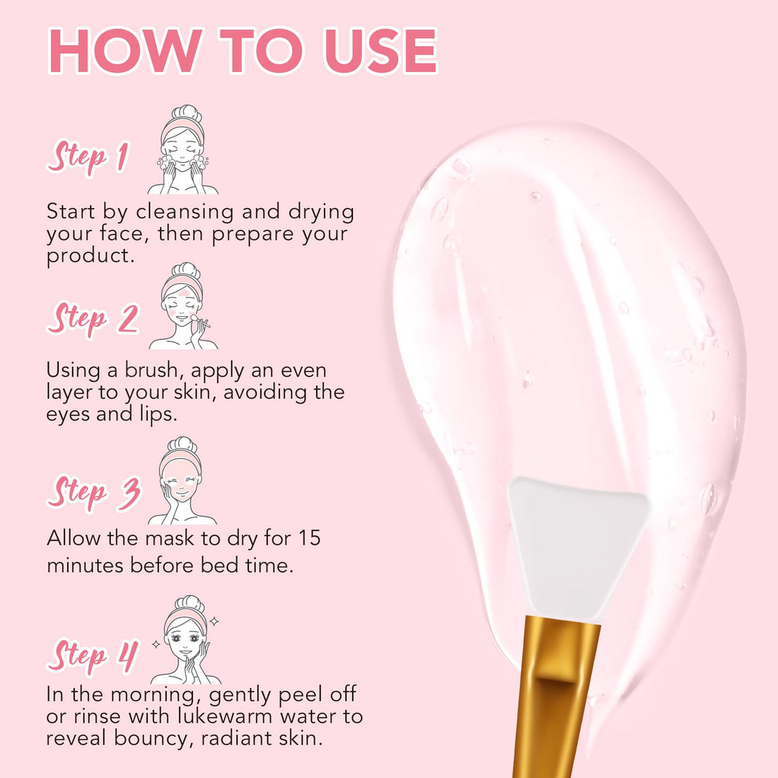 O.SECERT Collagen Overnight Wrapping Peel Off Facial Mask Pack - Collagen Night Wrapping Mask with Brush - Elasticity & Hydration Care, Reduce Fine Lines & Dullness, Anti-aging Skin Care 2.53 fl.oz