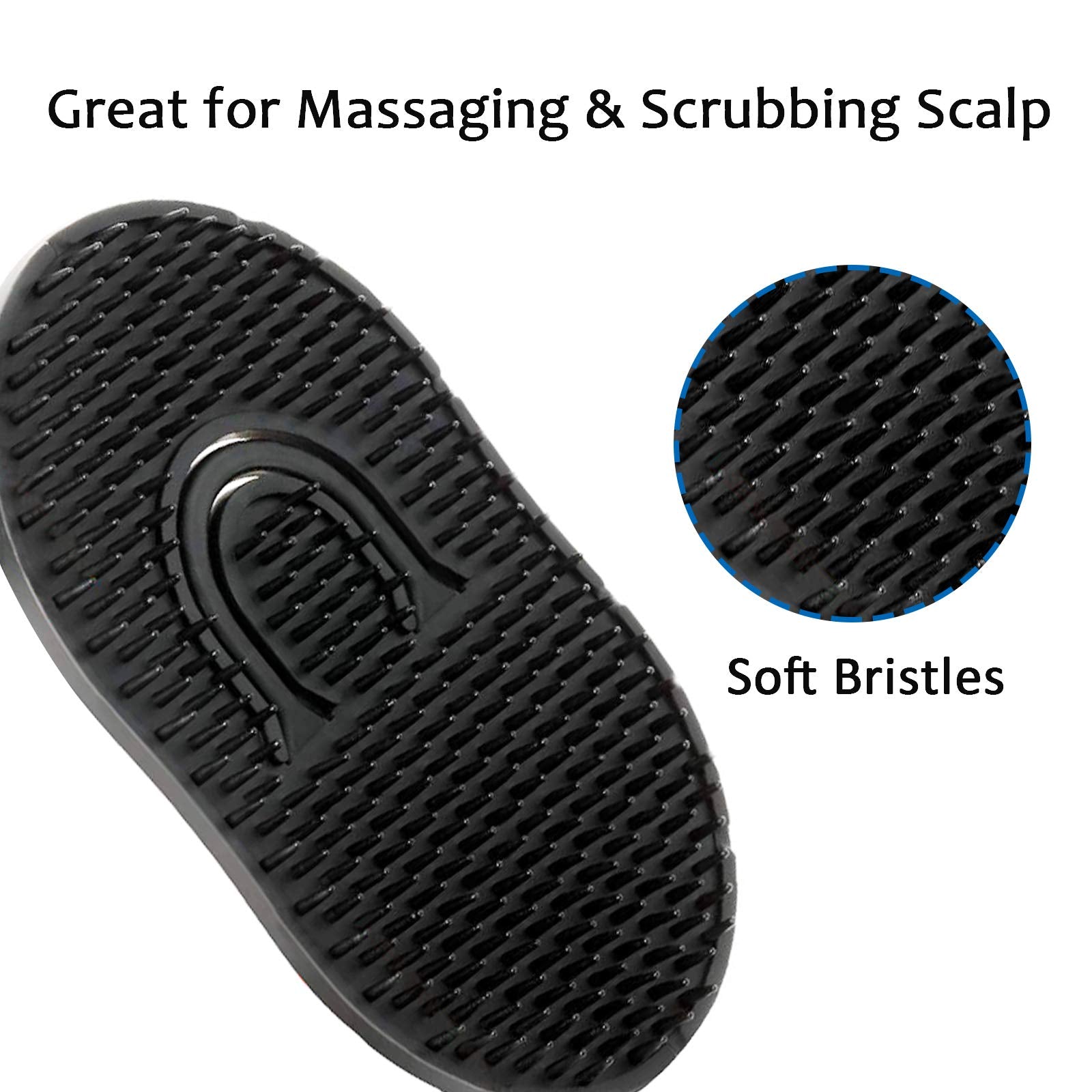 Pocket Scalp Massager Brush for Men's Short Hair - Portable Soft Palm Hair Brush and Shampoo Combs, Set of 6, Black