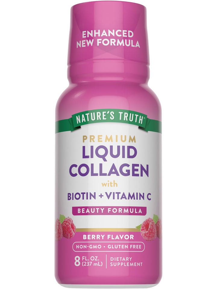 Nature's Truth Liquid Collagen | with Biotin | Berry Flavor | 8 oz | Non-GMO and Gluten Free Supplement