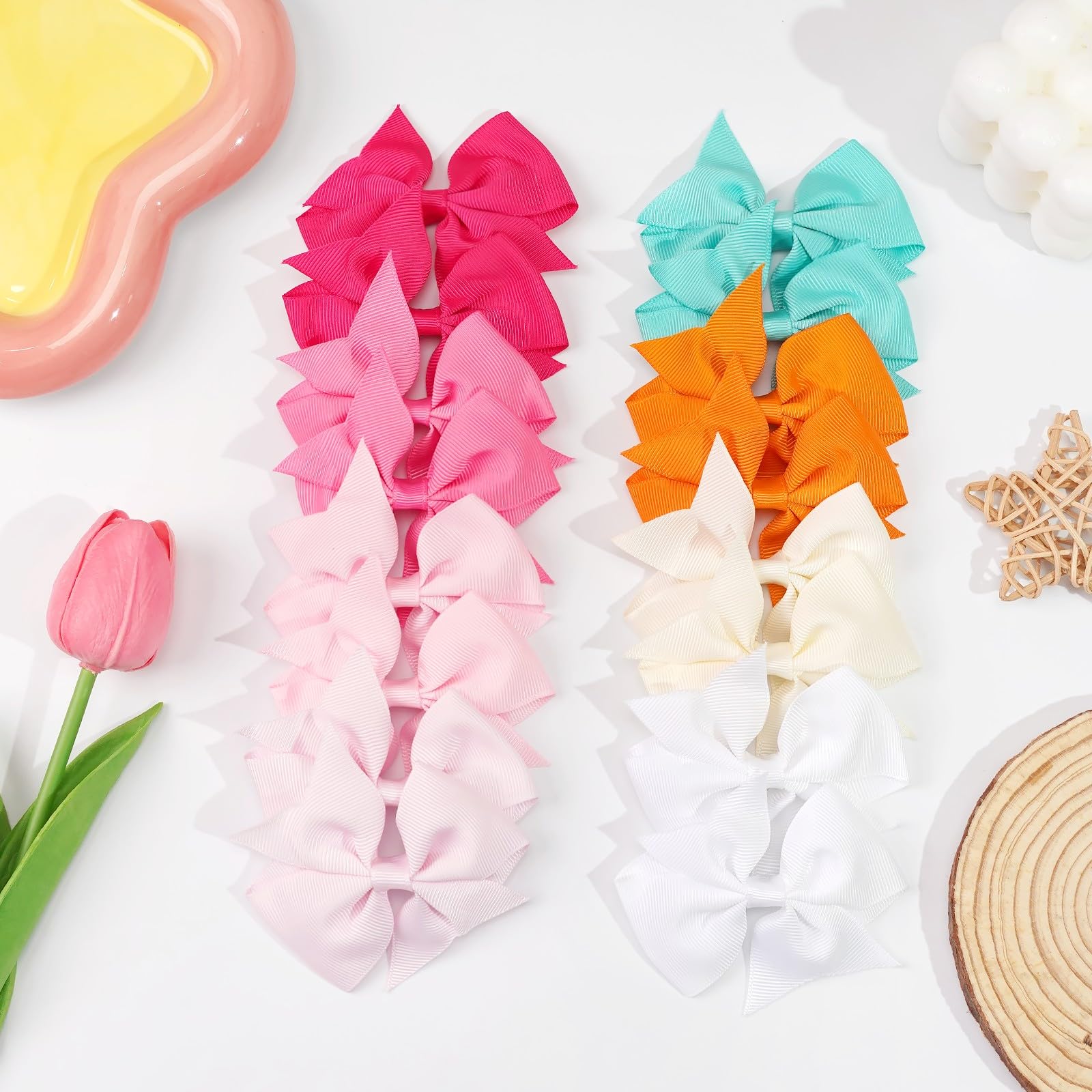 CÉLLOT 40pcs 3.5 inch Hair Bows for Girls Grosgrain Ribbon Toddler Hair Bows Alligator Clips for Baby Girls Kids Teens Back to School Hair Accessories in Pairs