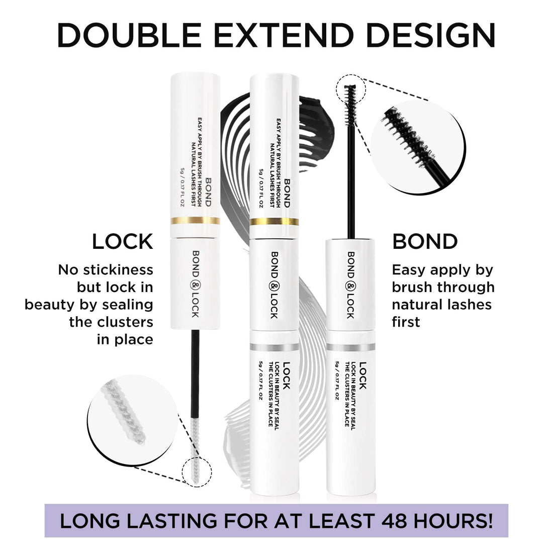 BEYELIAN Lash Bond and Seal, Cluster Lash Glue for Individual Cluster Lashes DIY Eyelash Extensions Latex Free Aftercare Sealant with Mascara Wand Super Strong Hold 72 Hours