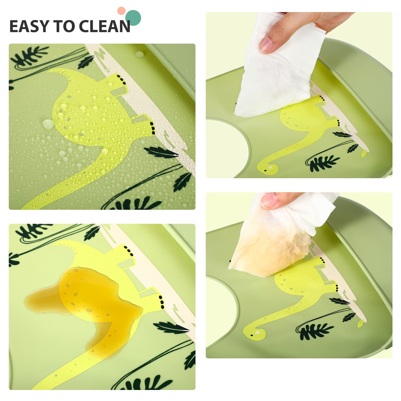 Zhanmai 3 Pack Silicone Bibs for Babies with Spoon Fork Silicone Feeding Bibs for Toddlers Boys Kids Girls (Vivid Style)