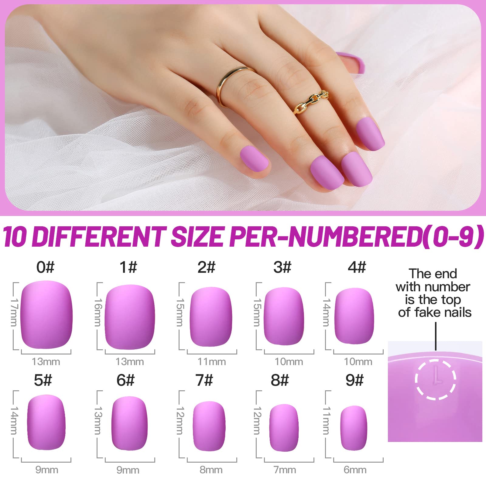 288pcs Short Press On Nails, Teenitor Matte Acrylic False Nails With Glue, 12 Color Glue On Nails For Small Hands
