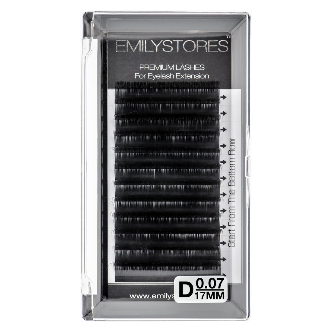 EMILYSTORES Eyelash Extensions 0.07mm Thickness D Curl Length 17mm Silk Mink Fake Eye Lashes In One Tray by EMILYSTORES