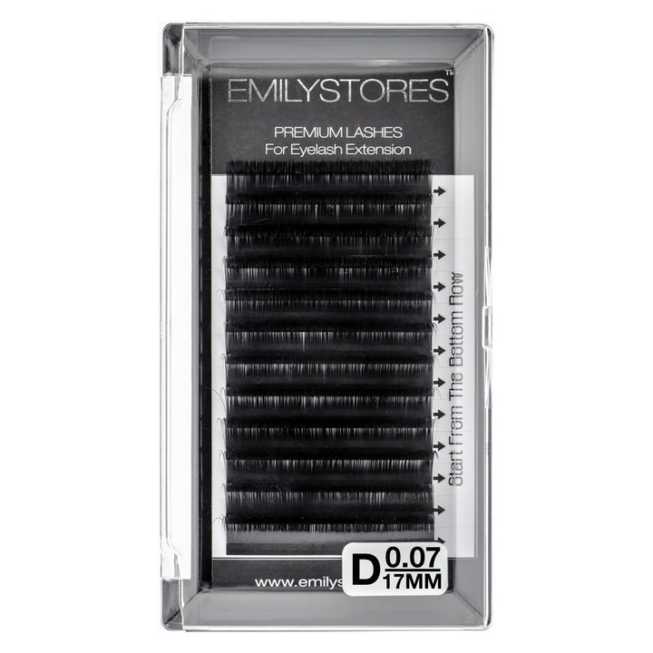 EMILYSTORES Eyelash Extensions 0.07mm Thickness D Curl Length 17mm Silk Mink Fake Eye Lashes In One Tray by EMILYSTORES