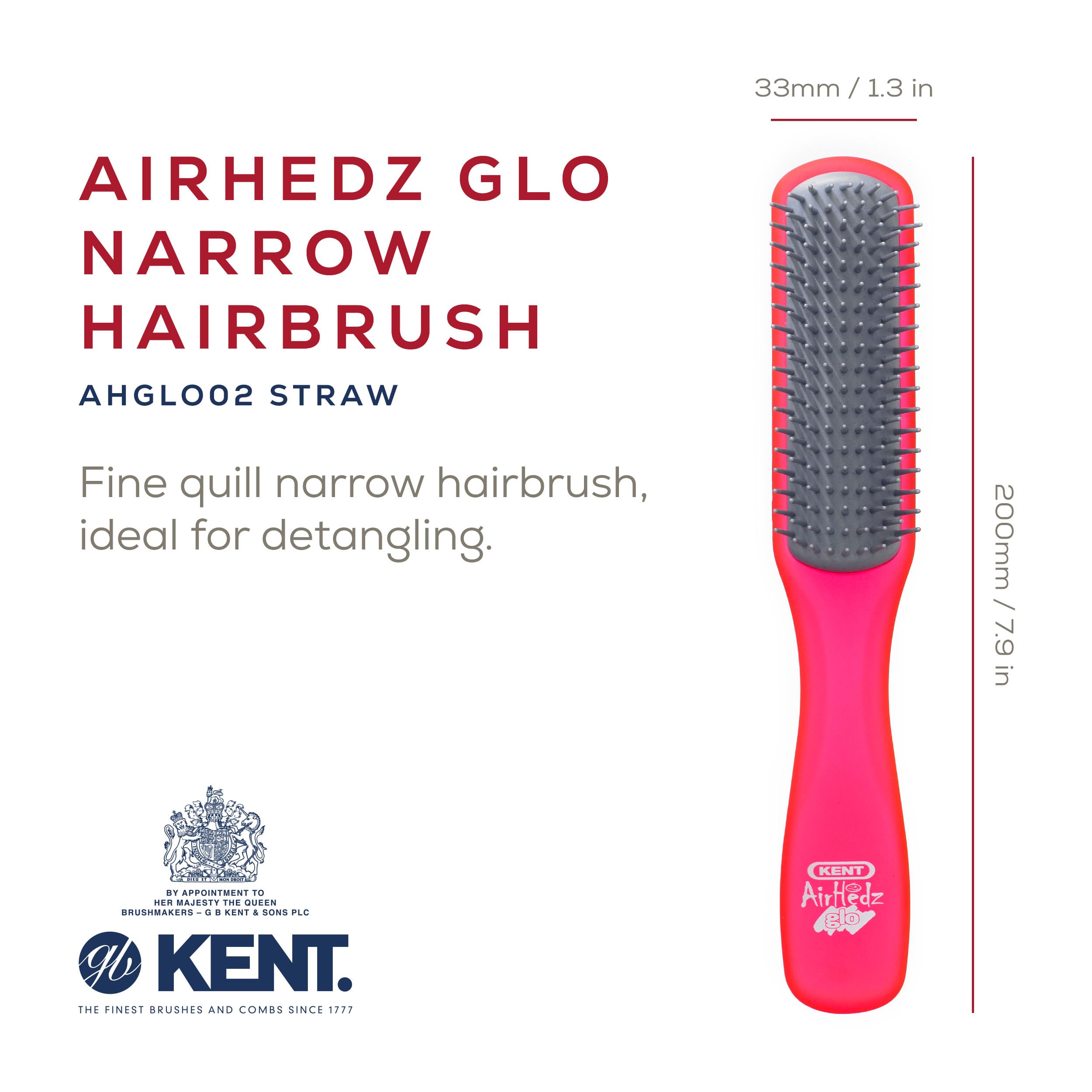 Kent Airhedz Glo Flat Hairbrush for Short Hair
