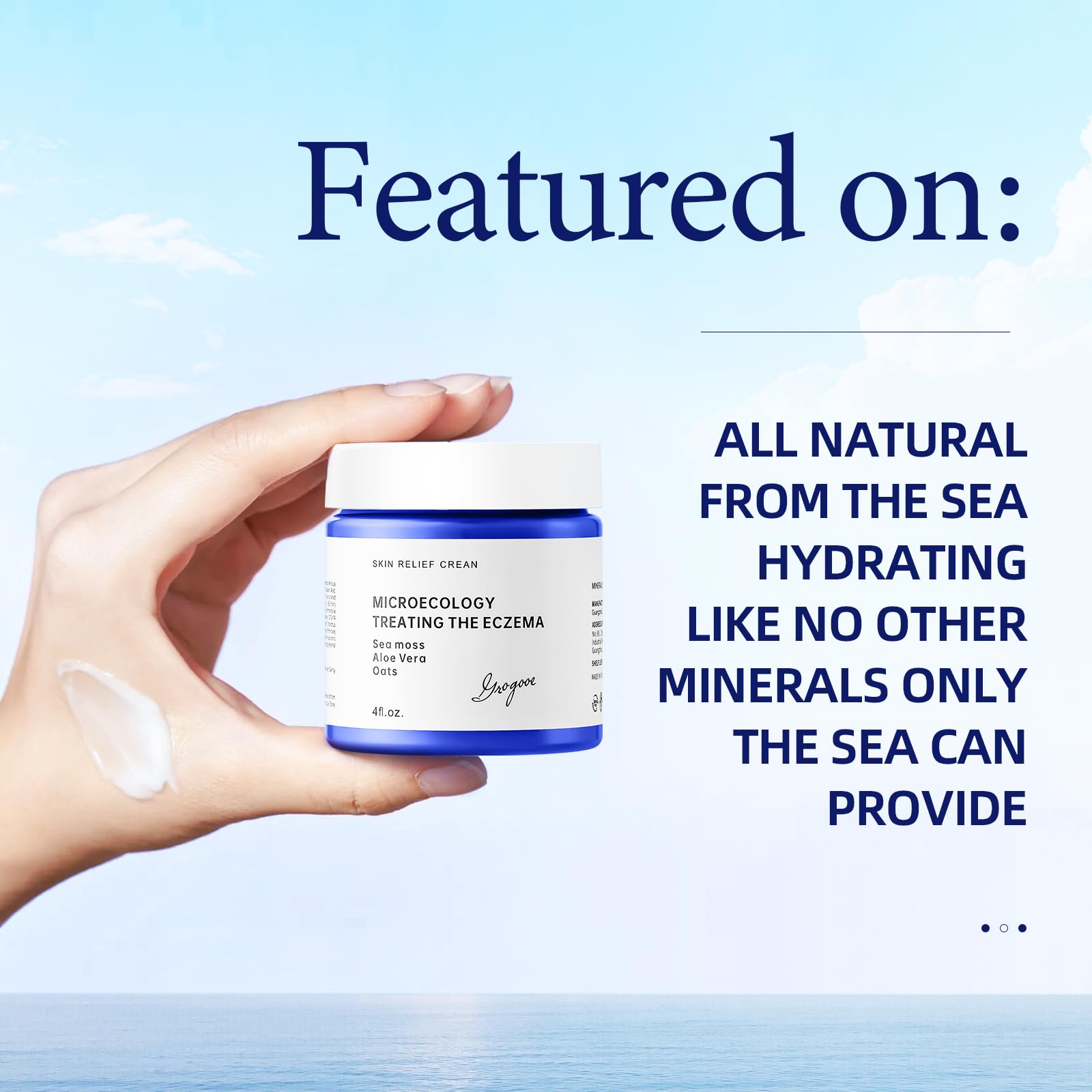 NEORIVER All-Natural Eczema Relief Cream Made with Sea Moss and Aloe Vera,Eczema Cream for Adults, Calming and Soothing Sensitive Skin Dry Skin, Full Body Moisturizing Lotion, Fragrance Free, 4 Oz