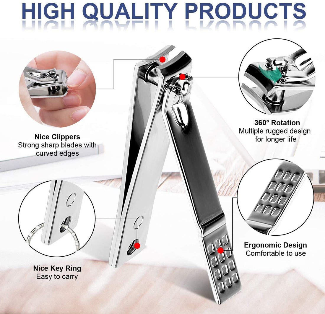Manicure Set Pedicure Kit Professional 19 Pcs Nail Clipper for Men & Women Stainless Steel Sharp Cutter Grooming Nose Hair Scissorsââ‚¬¦Black Fingernails & Toenails with Portable Case (Black_19 pie