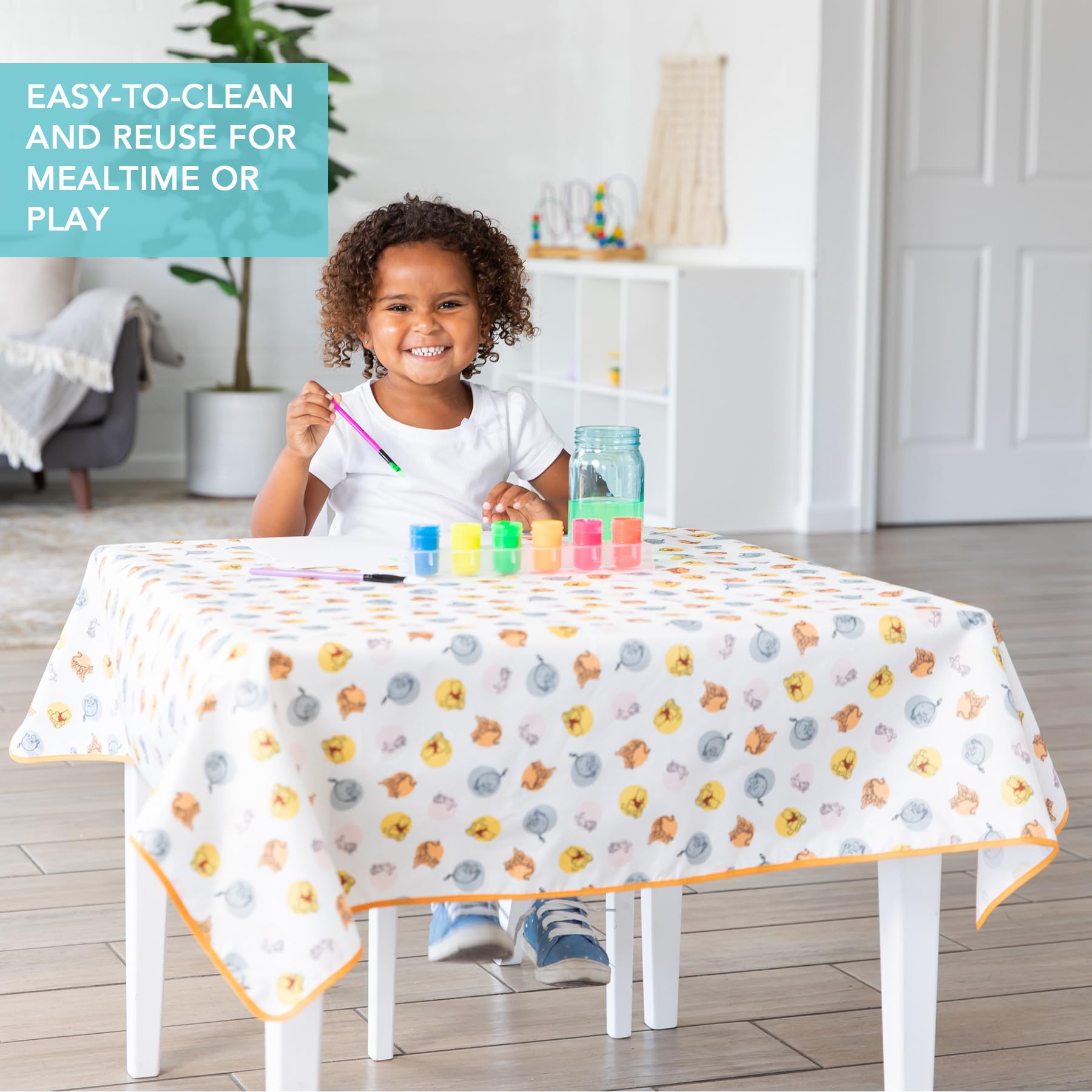 Bumkins Disney Baby Splat Mat for Under High Chair, Babies Toddlers Eating Mess Mat, Waterproof Reusable Cloth for Arts and Crafts, Playtime Mat for Kids, Floor or Table 42inx42in, Winnie The Pooh