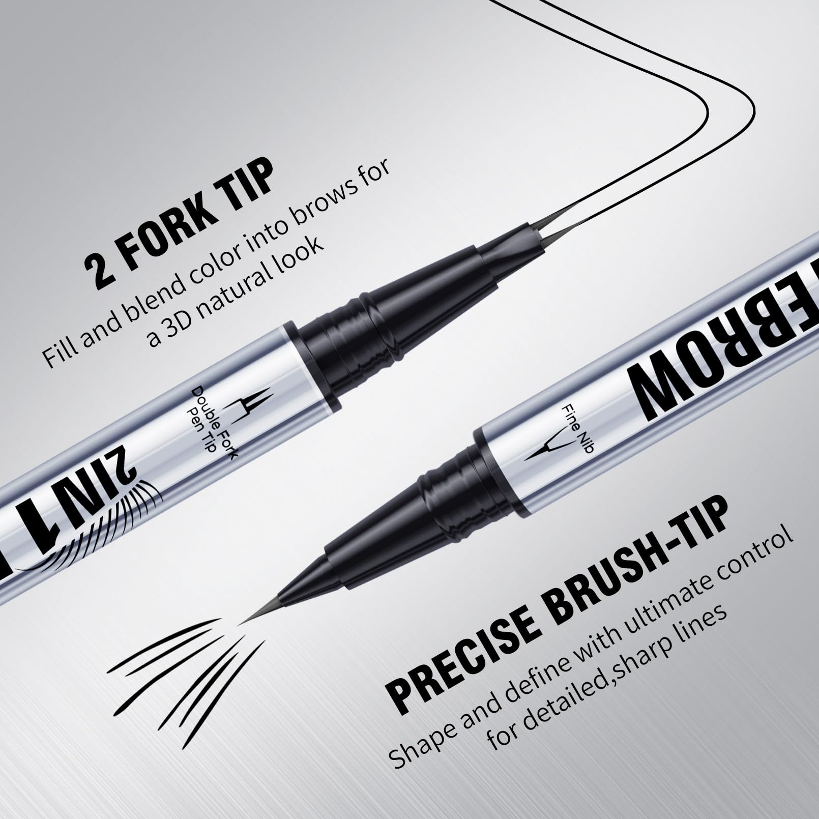 Microblading Eyebrow Pen, 2 Tip Precise Microblade Eyebrow Pencil That Looks Like Hair, Waterproof Natural Eye Brow Pencils for Women, Non Dry Out and Last All Day (Black)