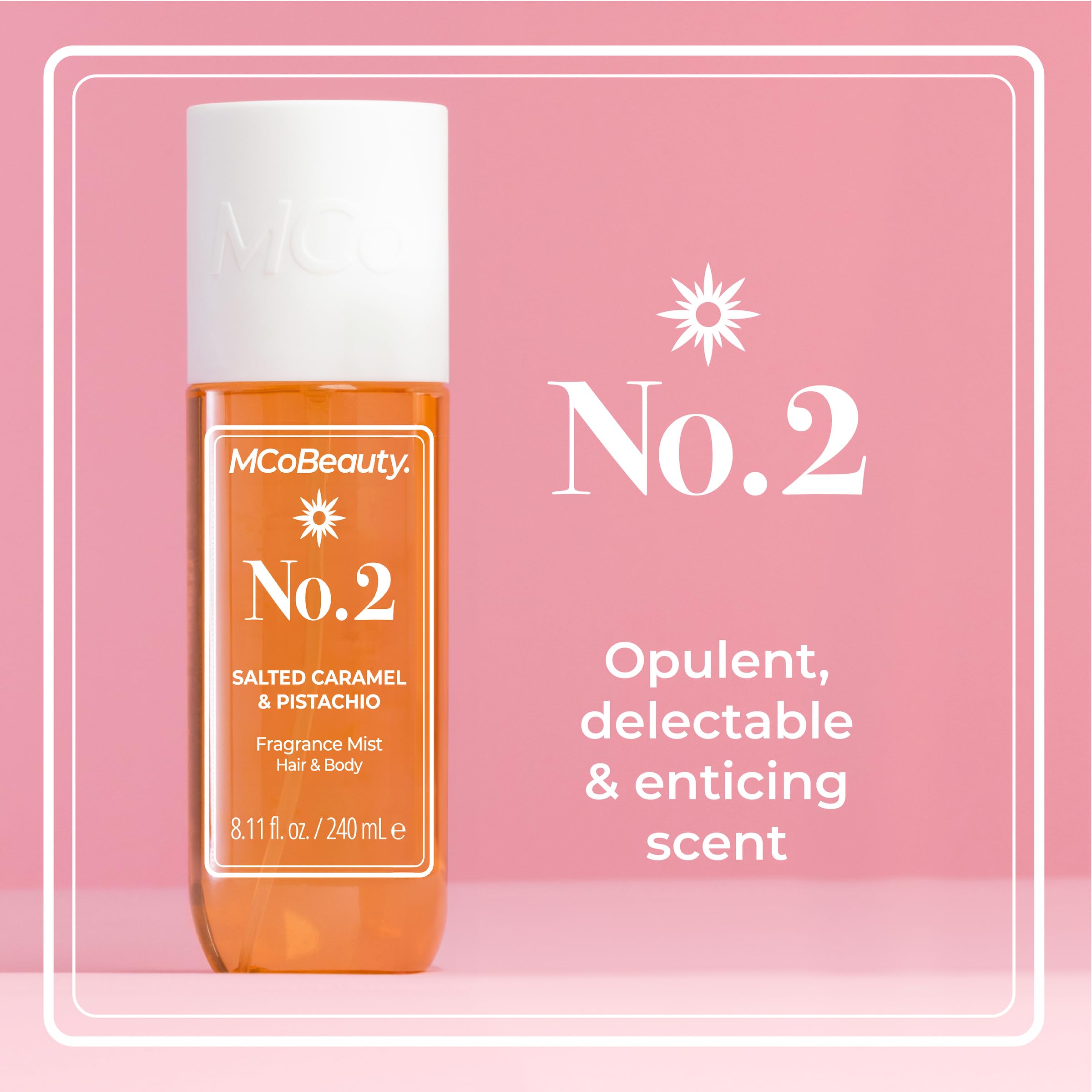MCoBeauty Fragrance Mist No. 2 Salted Caramel & Pistachio Scent, Lightly Warm Scent with Sandalwood & Caramel for Day or Night, Vegan, Cruelty Free