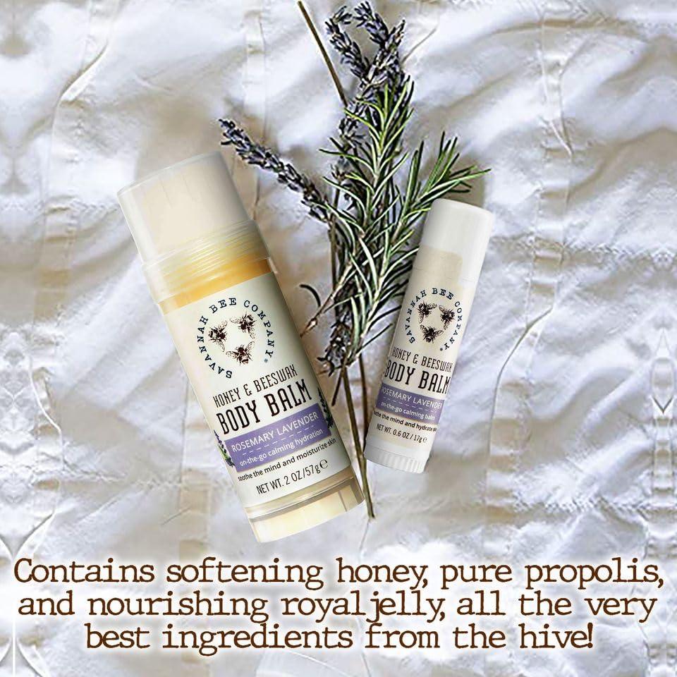 Savannah Bee Company Rosemary Lavender Body Balm - Deep Moisturizing Mess Free Body Balm