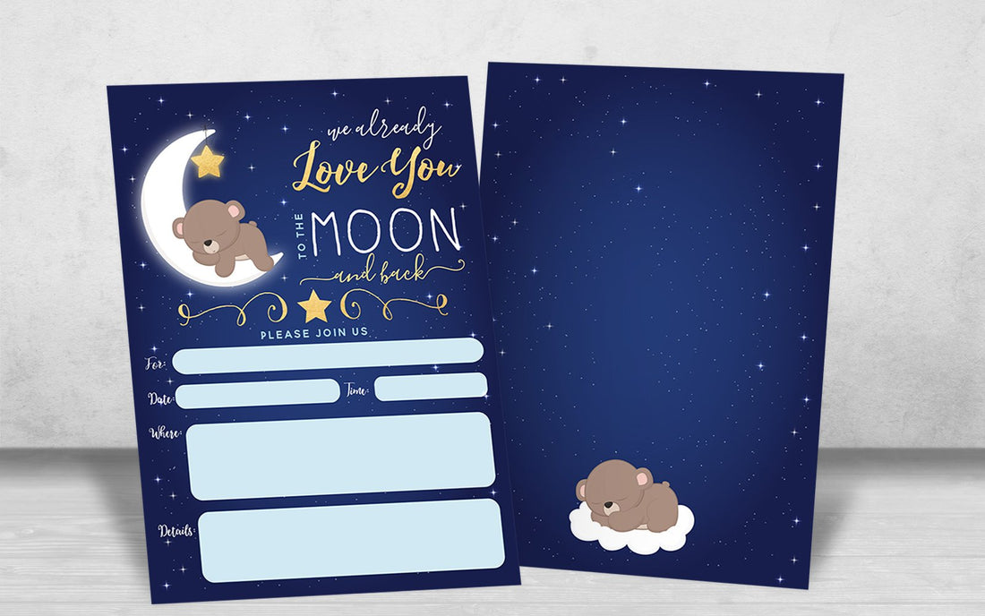 Boy Baby Shower Invitation, Love You to The Moon and Back Baby Shower Invitation, Bear Baby Shower Invite, Twinkle Twinkle Little SAR, 20 Fill in Invitations and Envelopes