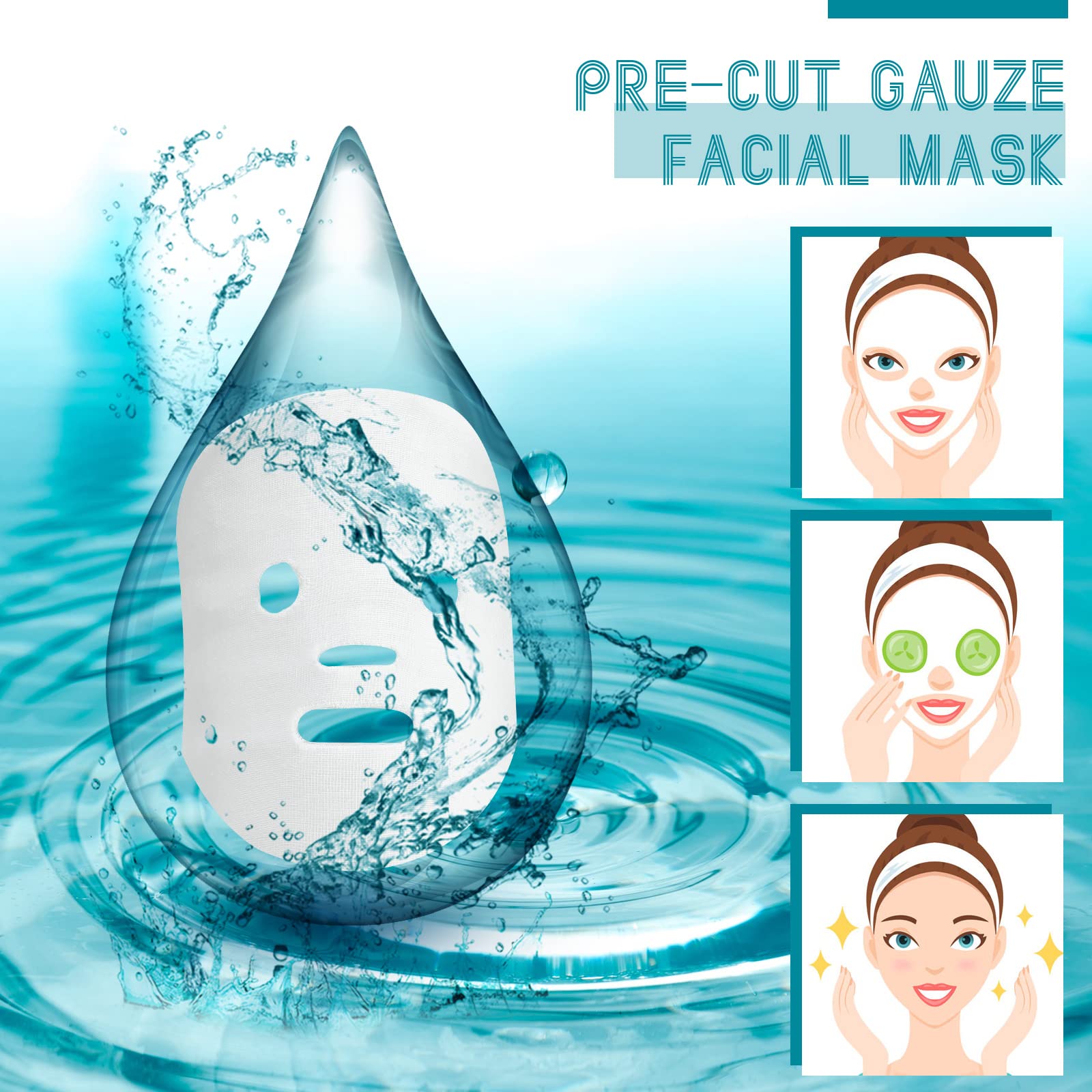 150 Pieces Pre-cut Gauze Facial Cotton Beauty Gauze Skin Care Face for Facial Spa, High Frequency (8 x 10 Inch, Round Face Style)