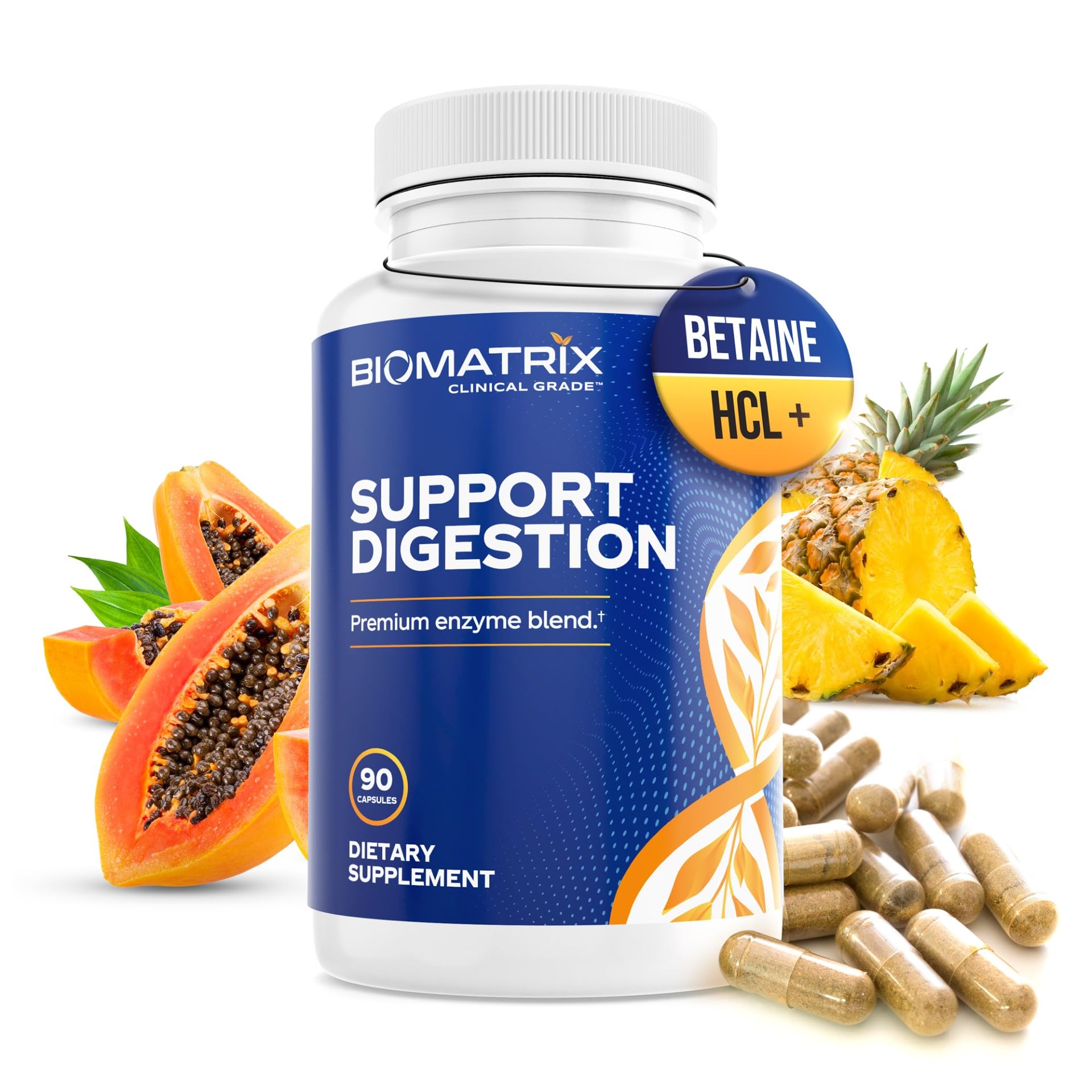 Digestive Enzymes Supplement (90 Capsules) Support Digestion - with Purified Bile, Pancreatin, Plant Enzymes, Ox Bile, Betaine HCL, Support Digestion of Fats Carbohydrates and Proteins